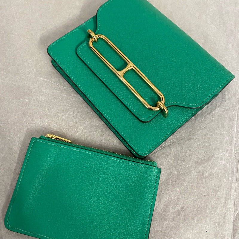HERMES 薄荷綠roulis 豬鼻子包零錢包 Z刻-1