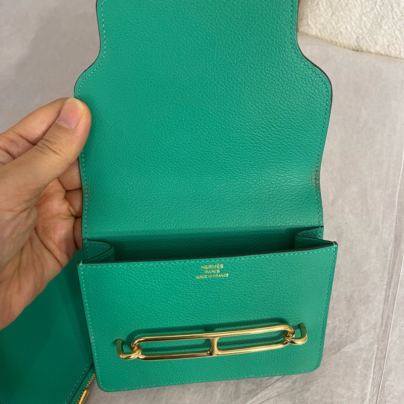 HERMES 薄荷綠roulis 豬鼻子包零錢包 Z刻-5