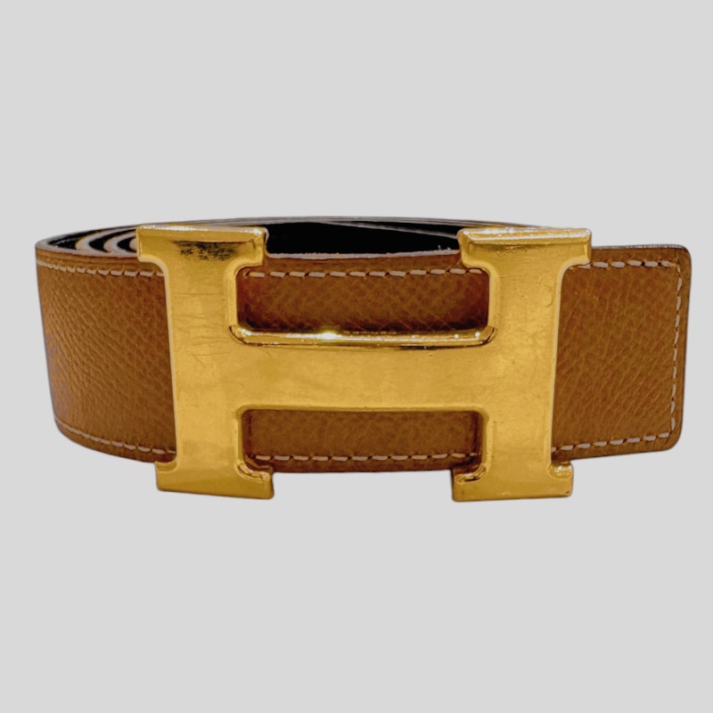 HERMES 愛馬仕 CONSTANCE H BELT 皮帶 EPSOM 金棕 金釦-0