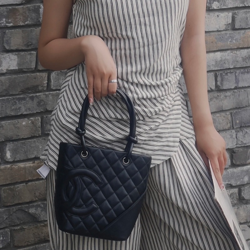 「JL精品代購」98新 香奈兒康鵬so black菜籃子mm-1