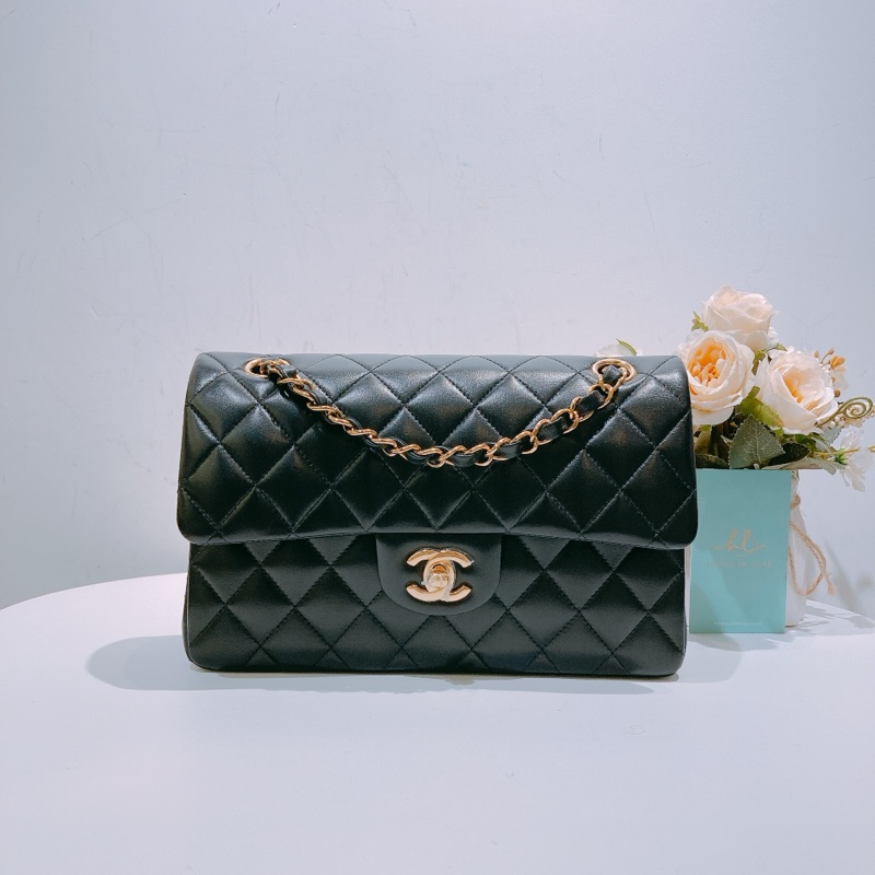 TW4436 Chanel香奈兒 經典翻蓋包 CF23 羊皮黑金 Classic Double Flap Bag 23cm Lambskin Black x GHW-0
