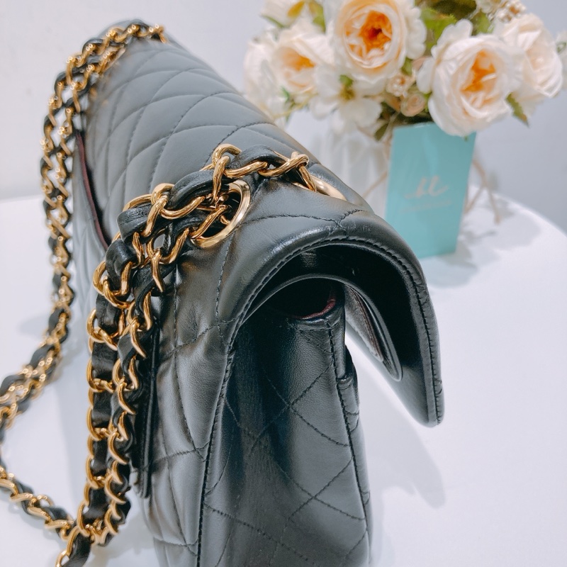 TW4436 Chanel香奈兒 經典翻蓋包 CF23 羊皮黑金 Classic Double Flap Bag 23cm Lambskin Black x GHW-6