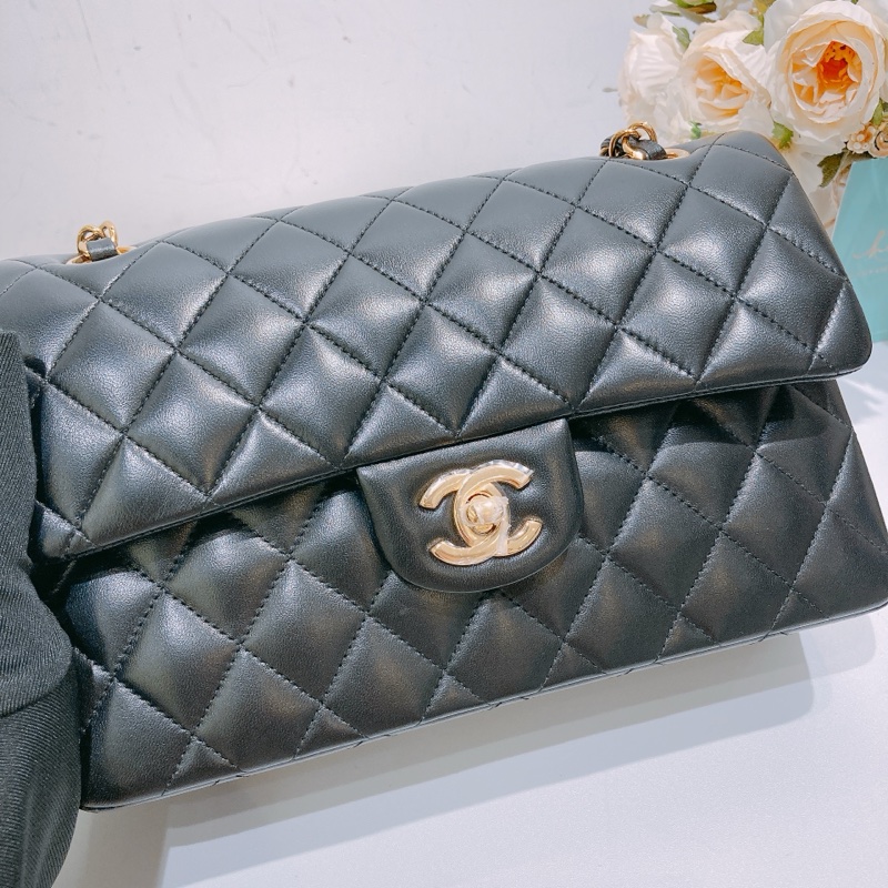 TW4436 Chanel香奈兒 經典翻蓋包 CF23 羊皮黑金 Classic Double Flap Bag 23cm Lambskin Black x GHW-9