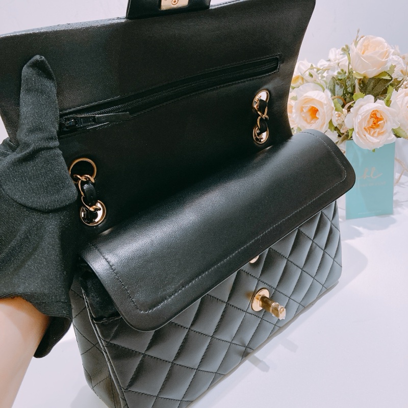 TW4436 Chanel香奈兒 經典翻蓋包 CF23 羊皮黑金 Classic Double Flap Bag 23cm Lambskin Black x GHW-10