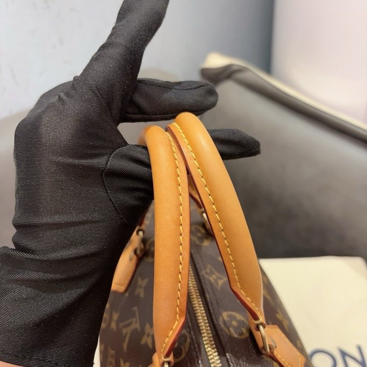 Lv speedy25老花肩帶款芯片款 99新 配件塵袋鑰匙鎖-3