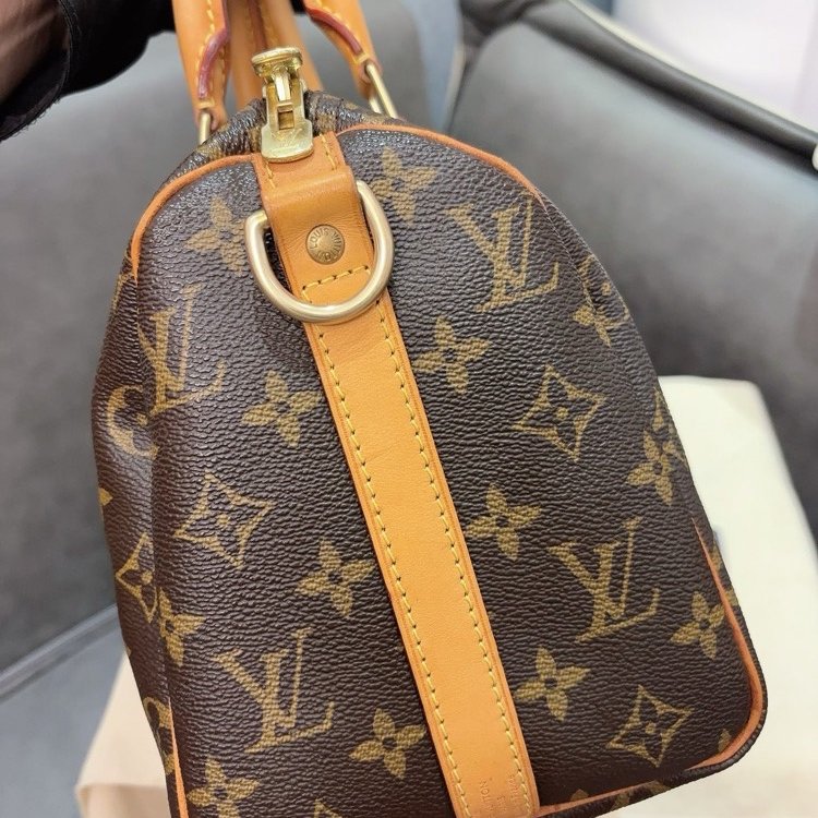 Lv speedy25老花肩帶款芯片款 99新 配件塵袋鑰匙鎖-7