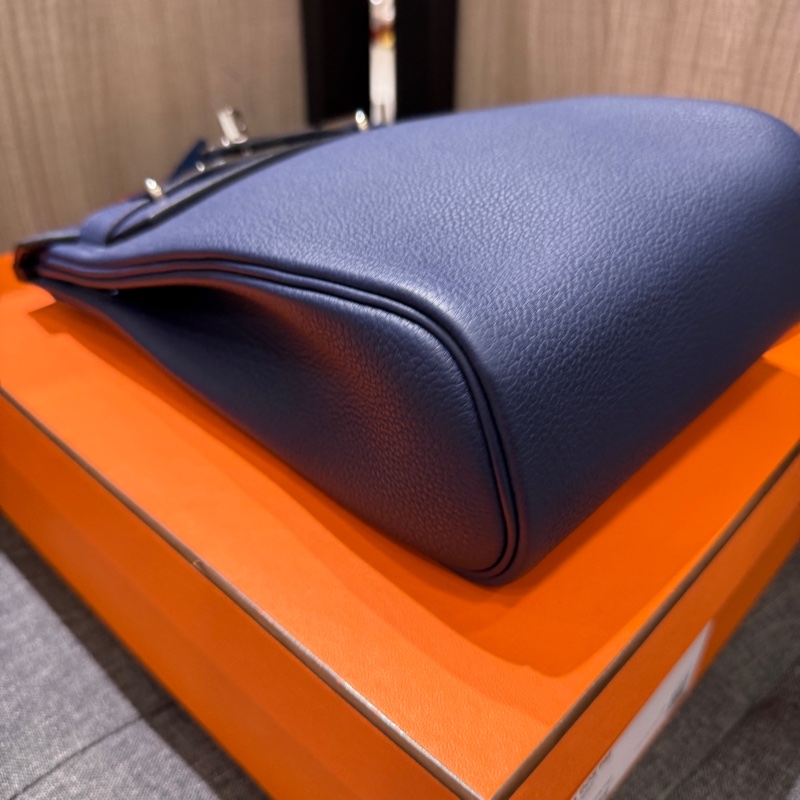 HERMES HAC A DOS PM 7U 海軍藍 深藍色全皮銀釦斜挎包 胸包肩背包後背包 B刻 TOGO-6