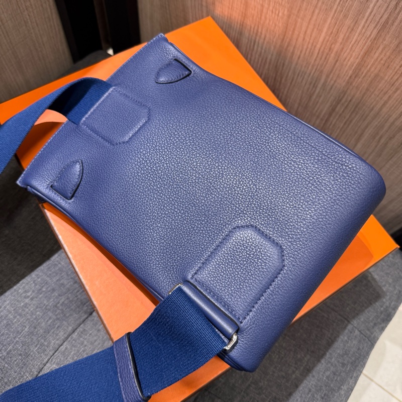 HERMES HAC A DOS PM 7U 海軍藍 深藍色全皮銀釦斜挎包 胸包肩背包後背包 B刻 TOGO-7
