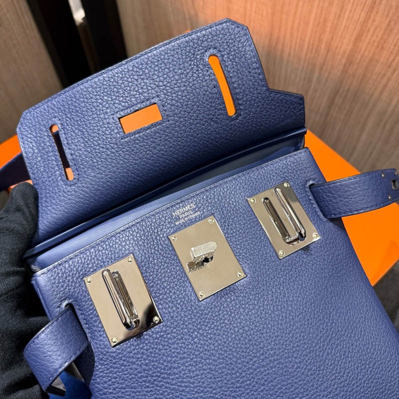 HERMES HAC A DOS PM 7U 海軍藍 深藍色全皮銀釦斜挎包 胸包肩背包後背包 B刻 TOGO-8