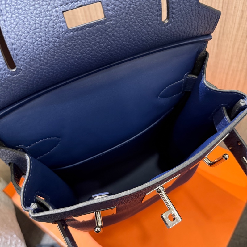 HERMES HAC A DOS PM 7U 海軍藍 深藍色全皮銀釦斜挎包 胸包肩背包後背包 B刻 TOGO-10