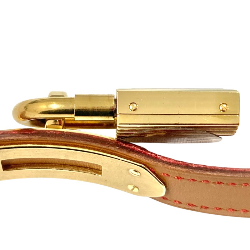 HERMES 愛馬仕 KE1.201 KELLY WATCH 不鏽鋼 鍍金 石英 電池式 白色錶盤 紅色錶帶 女錶-3