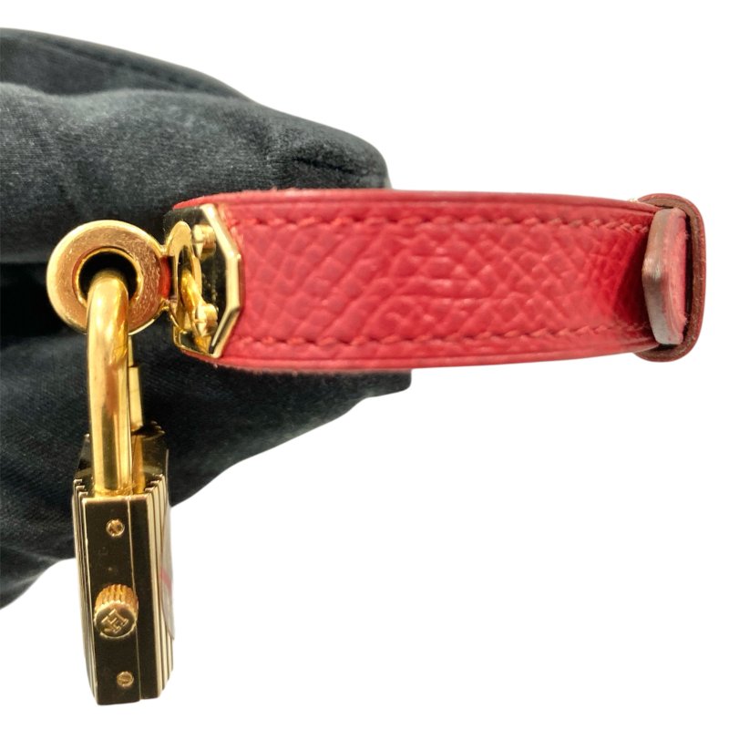 HERMES 愛馬仕 KE1.201 KELLY WATCH 不鏽鋼 鍍金 石英 電池式 白色錶盤 紅色錶帶 女錶-6