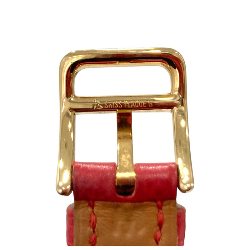 HERMES 愛馬仕 KE1.201 KELLY WATCH 不鏽鋼 鍍金 石英 電池式 白色錶盤 紅色錶帶 女錶-7