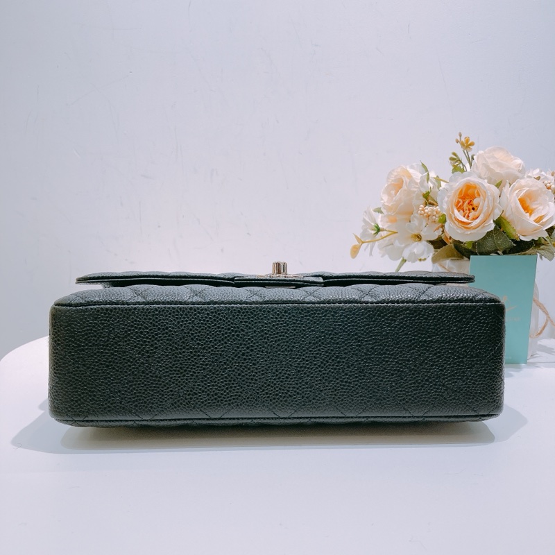 TW4437 Chanel香奈兒經典翻蓋包CF25 荔枝皮黑銀 Classic Double Flap Bag 25cm Caviar-4