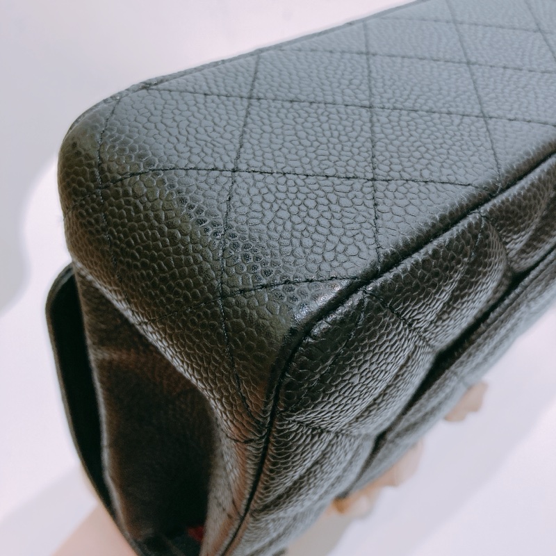 TW4437 Chanel香奈兒經典翻蓋包CF25 荔枝皮黑銀 Classic Double Flap Bag 25cm Caviar-7