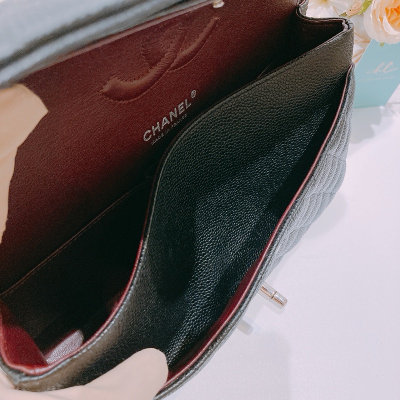 TW4437 Chanel香奈兒經典翻蓋包CF25 荔枝皮黑銀 Classic Double Flap Bag 25cm Caviar-14