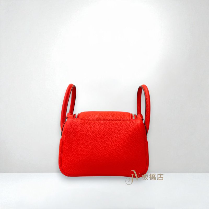 HERMES包包 S3心紅色銀釦TC皮MINI LINDY-3