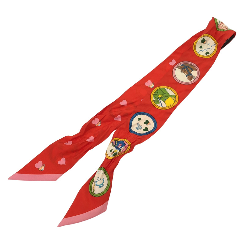 愛馬仕 Twilly 絲巾,粉紅色,二手,女士款-0