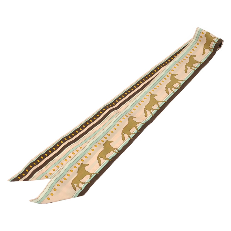 HERMES Twilly 圍巾 絲綢 粉紅色 二手 女士-0