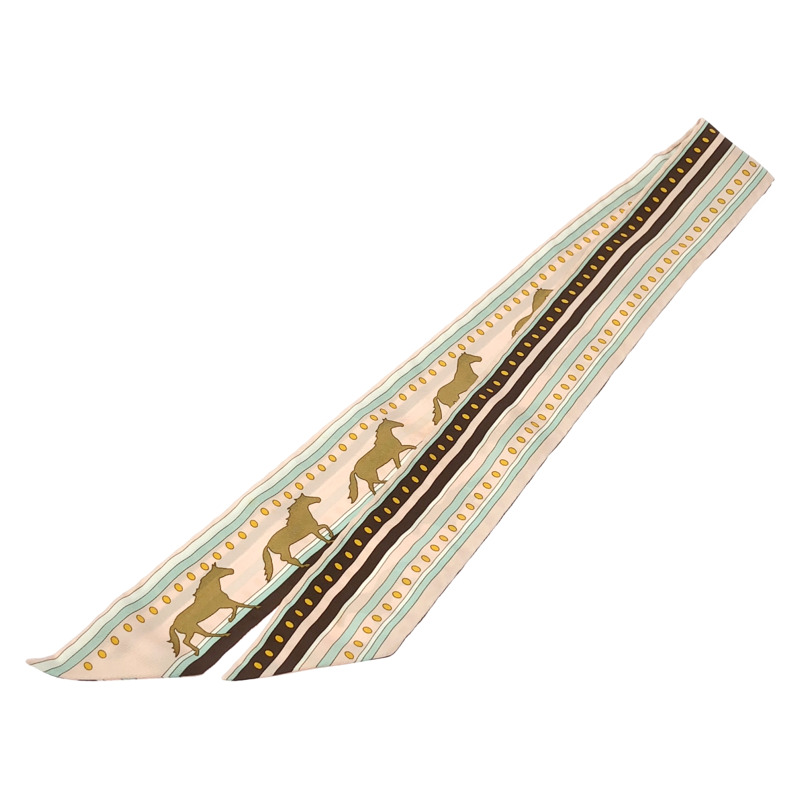 HERMES Twilly 圍巾 絲綢 粉紅色 二手 女士-1