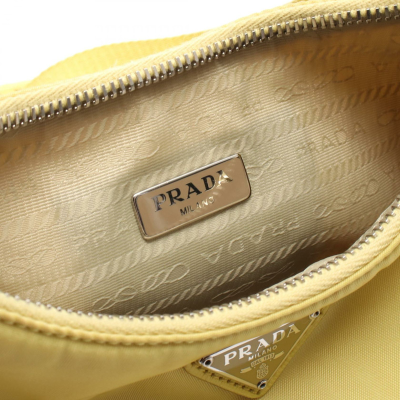PRADA 復刻版 2005 鏈條單肩包 1BH204 尼龍 黃色 二手 女士 SHW-3