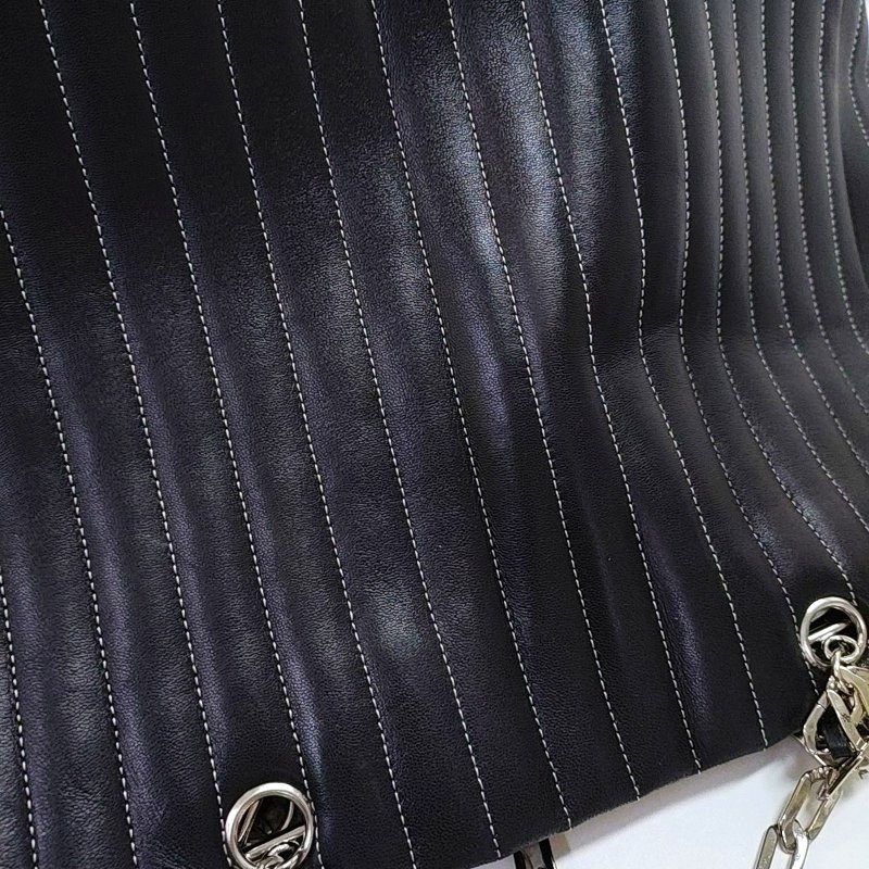 CHANEL托特包 大號 黑色羊皮縫紋單肩包手提包 銀色五金 10開 2條可拆卸肩帶-8