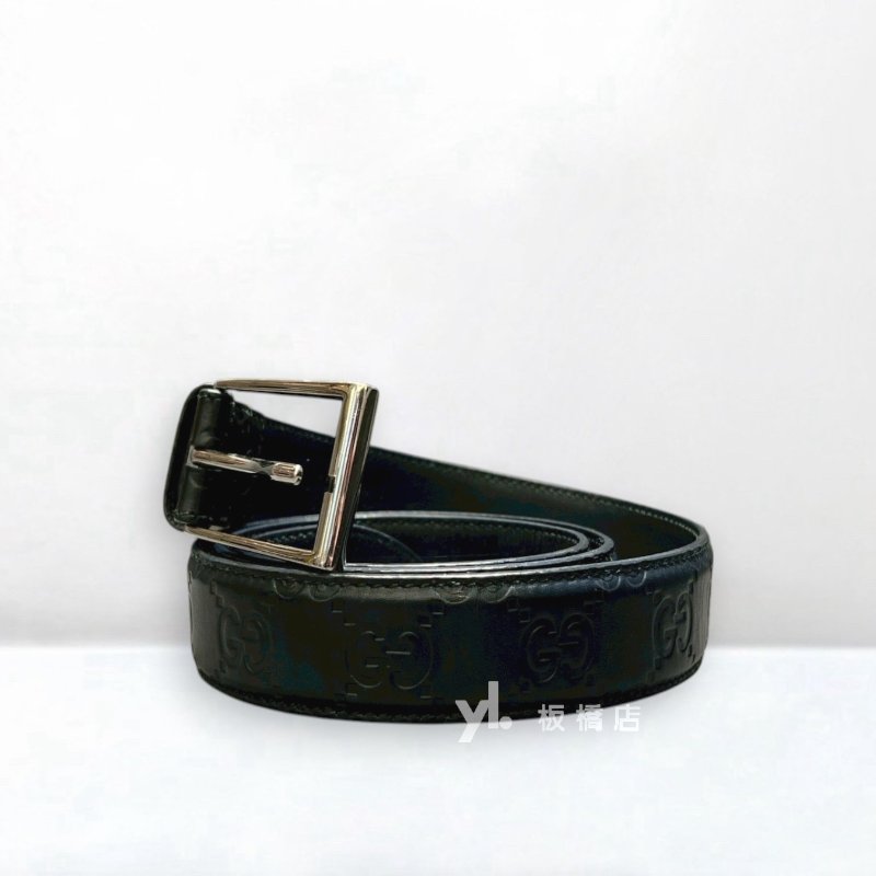 GUCCI 黑牛皮壓紋皮帶429028-1