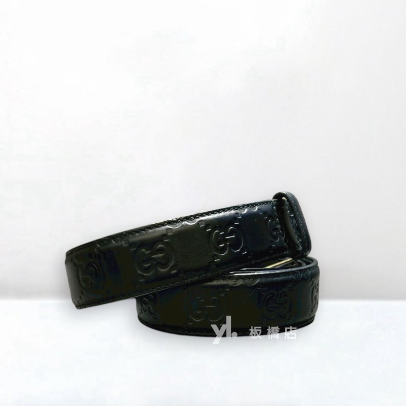 GUCCI 黑牛皮壓紋皮帶429028-2
