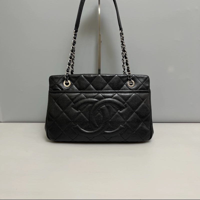 🉑肩背 #15萬入手 #全網最低 香奈兒黑銀荔枝Tote小號托特側背包-4