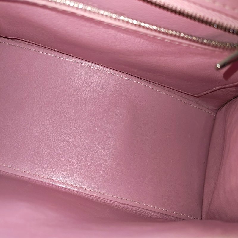 BALENCIAGA Hourglass 小號 粉色牛皮鱷魚紋沙漏包斜挎包手提包單肩包 銀色五金 可拆卸肩帶-10