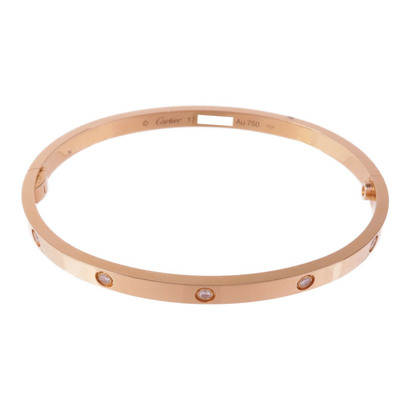 CARTIER 18K玫瑰金Love Bracelet鑽石手鐲Cartier#17-0