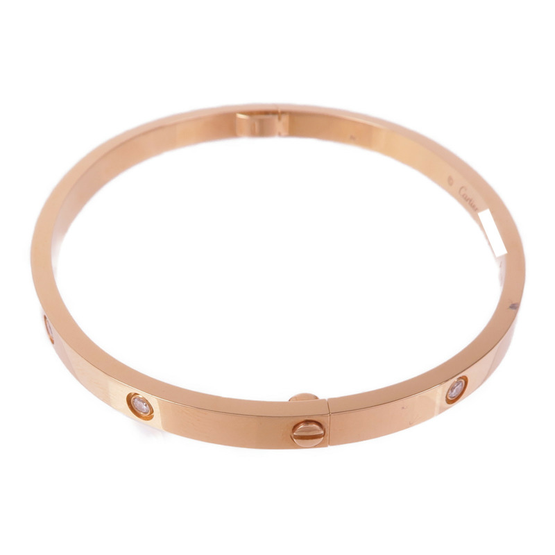 CARTIER 18K玫瑰金Love Bracelet鑽石手鐲Cartier#17-1