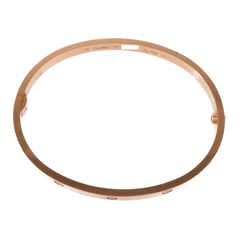 CARTIER 18K玫瑰金Love Bracelet鑽石手鐲Cartier#17-3
