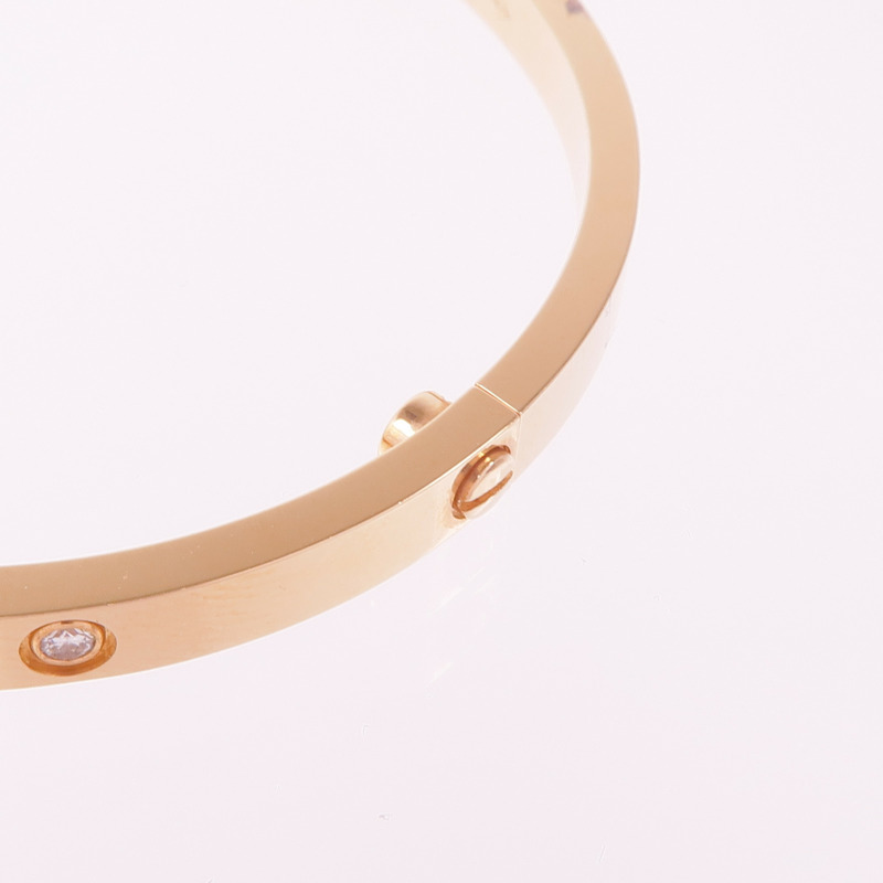 CARTIER 18K玫瑰金Love Bracelet鑽石手鐲Cartier#17-5
