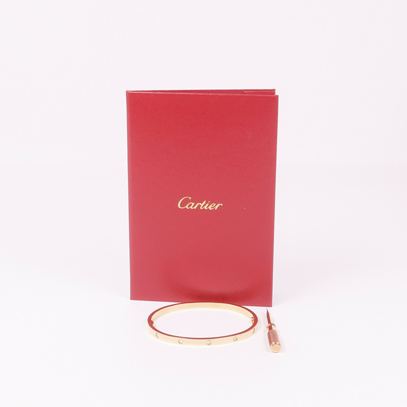 CARTIER 18K玫瑰金Love Bracelet鑽石手鐲Cartier#17-7