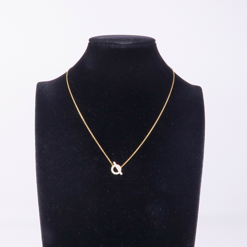 HERMES 18K玫瑰金Finesse Pendant鑽石項鍊-6