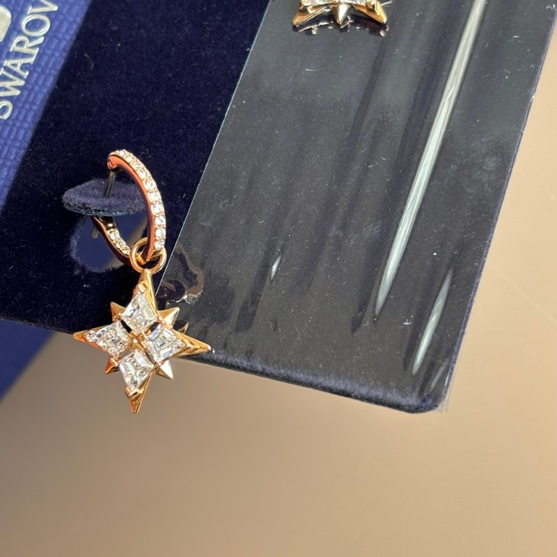 ::SWAROVSKI:: 施華洛世奇 玫瑰金色水鑽星形吊墜針式耳環-7