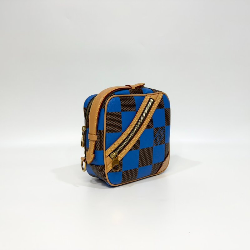 LV棋盤格藍棕色Chess Messenger郵差包N40547-2