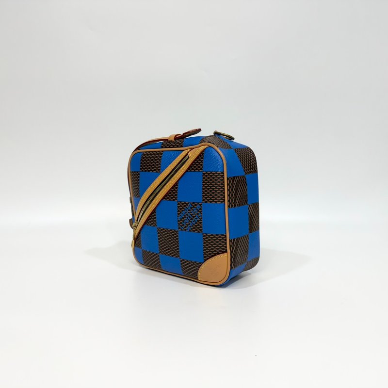 LV棋盤格藍棕色Chess Messenger郵差包N40547-3