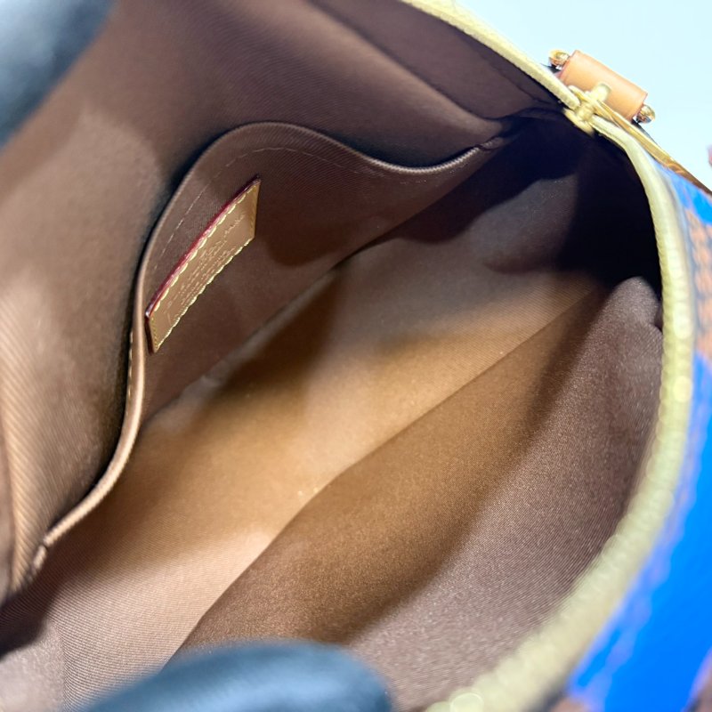 LV棋盤格藍棕色Chess Messenger郵差包N40547-7