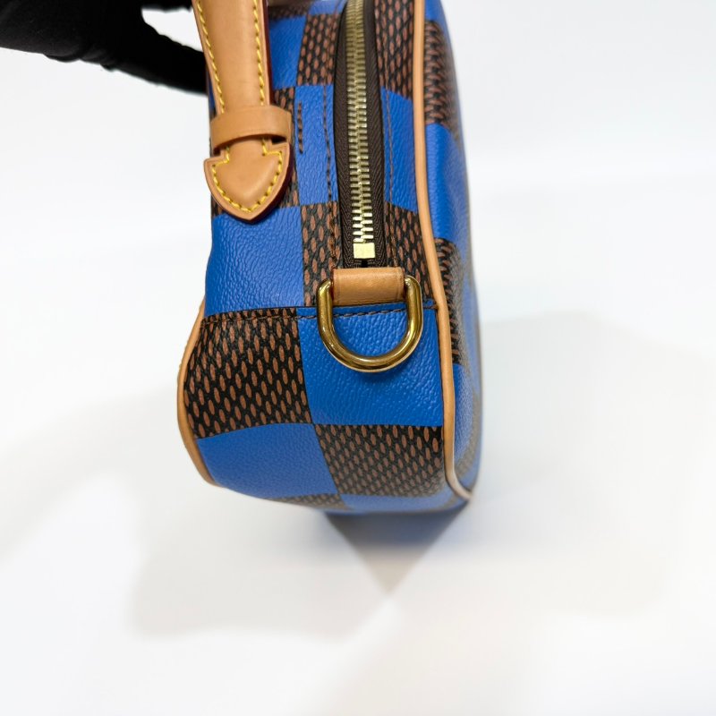 LV棋盤格藍棕色Chess Messenger郵差包N40547-10