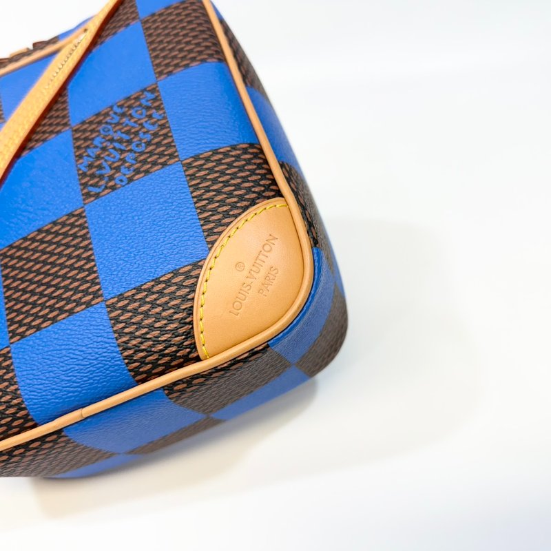 LV棋盤格藍棕色Chess Messenger郵差包N40547-15