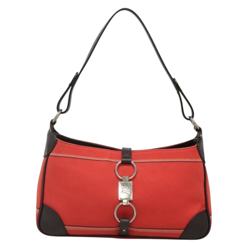 【日本直送】BURBERRY Nova 格紋藍標單肩包帆布紅銀色正品 138283-12