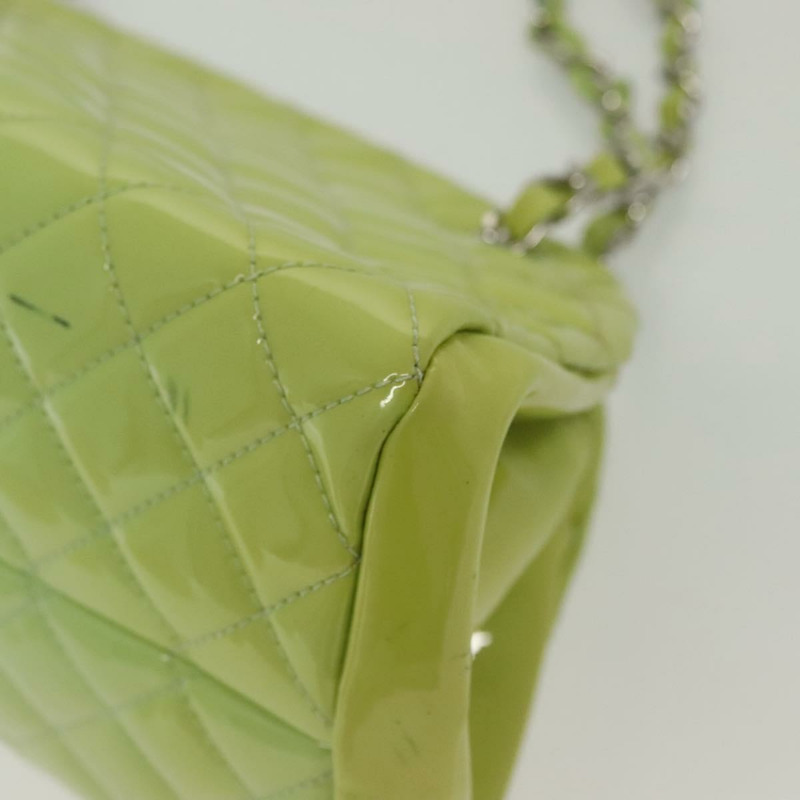 【日本直送】香奈兒 Matelasse 鏈條托特包 漆皮 綠色 銀色 CC 正品 139353-13