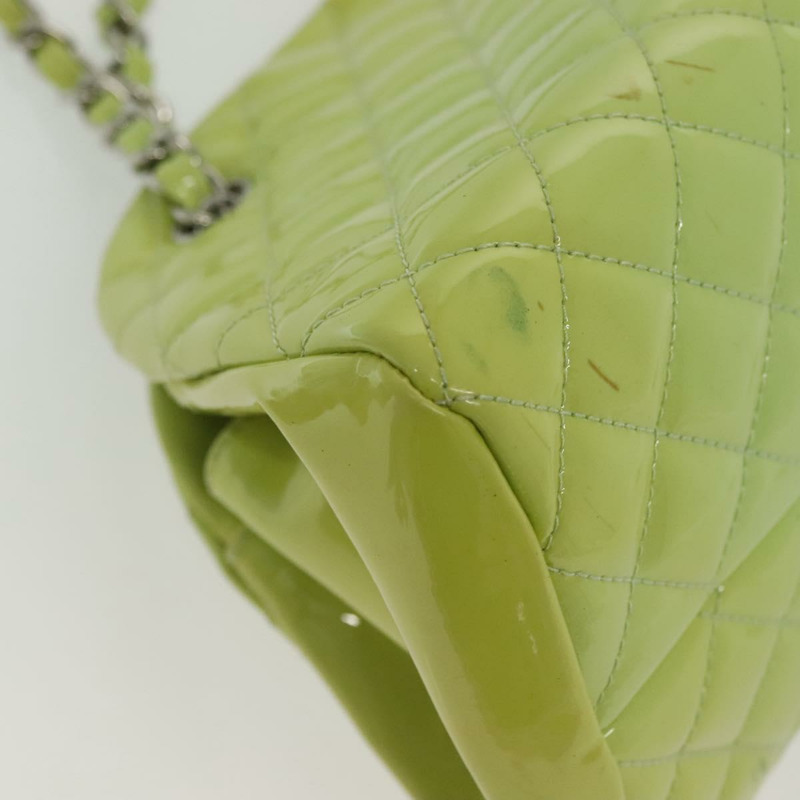 【日本直送】香奈兒 Matelasse 鏈條托特包 漆皮 綠色 銀色 CC 正品 139353-14