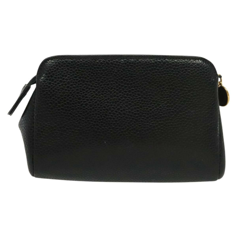 【日本直送】香奈兒魚子醬皮黑金CC標誌手拿包 Auth bs28771-1