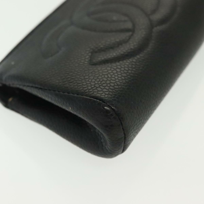 【日本直送】香奈兒魚子醬皮黑金CC標誌手拿包 Auth bs28771-6