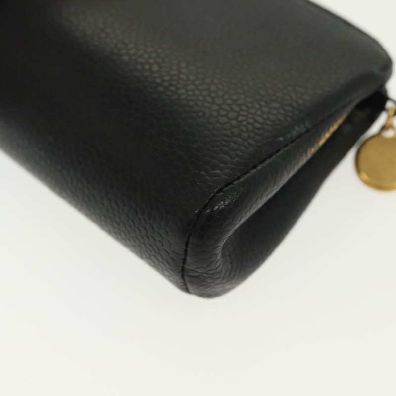 【日本直送】香奈兒魚子醬皮黑金CC標誌手拿包 Auth bs28771-15