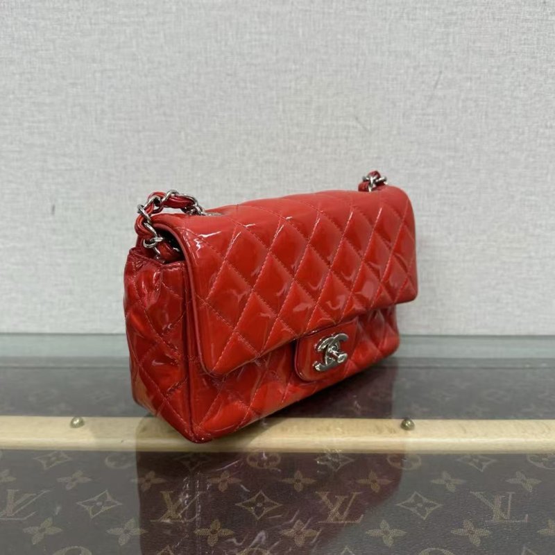CHANEL 紅銀漆皮cf大mini 20*12 98新配件塵袋-1
