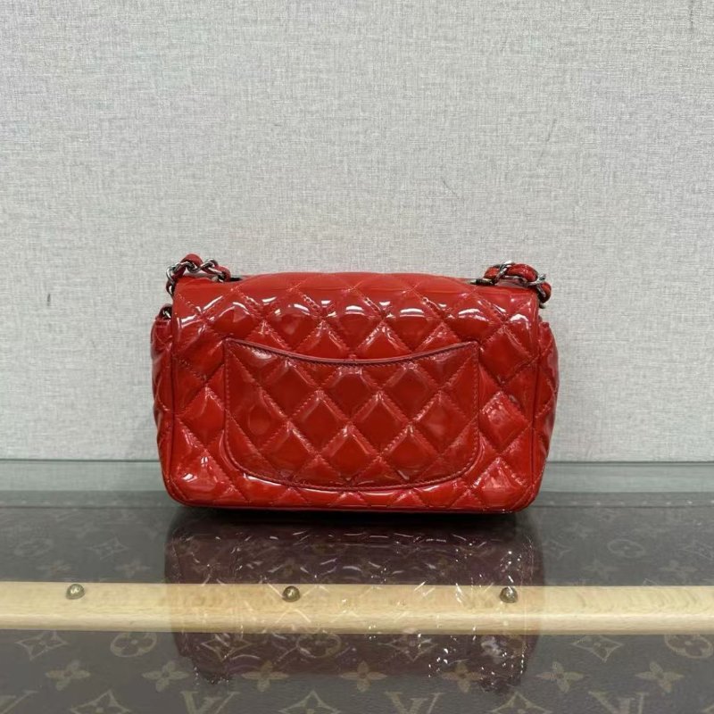 CHANEL 紅銀漆皮cf大mini 20*12 98新配件塵袋-5